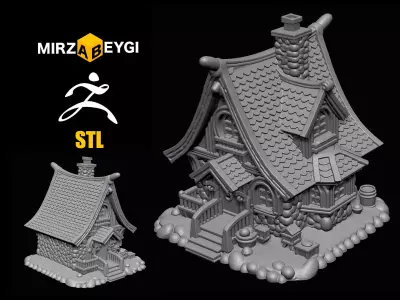 Stylized Fantasy Cottage 3D Model Game Ready 3D print model