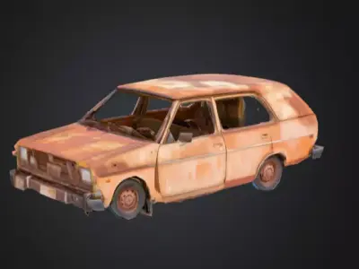 Abandoned Rusty Car Low-poly 3D model