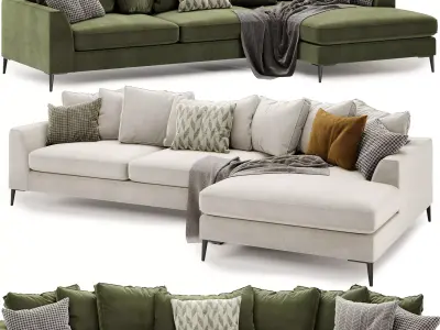 Meridian large chaise sofa 3D model