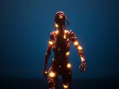 GutWoman glowing human body Low-poly 3D model