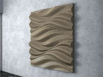 Parametric Wavy Wooden Wall Decor - 26 - CNC files for cutting 3D model