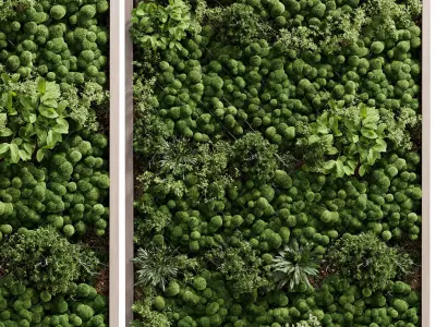 Vertical plant and moss garden wall decor box  wooden garden 109 3D model