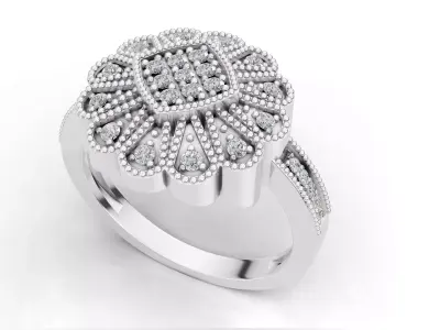 AV 735 Diamond Womens Cluster Right Hand Ring 3D print model