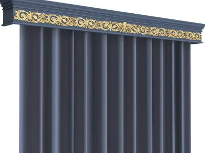 Cornice Classic Curtain 010 Low-poly 3D model