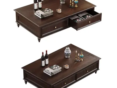 American style tea table combination 3D model 3D model
