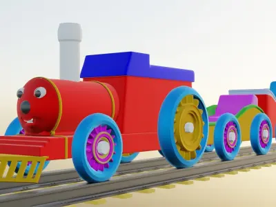 Toy Train Low-poly 3D model get