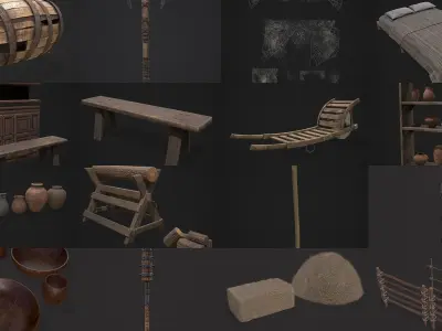 Medieval Prop Mix Nineteen 3D Model Collection