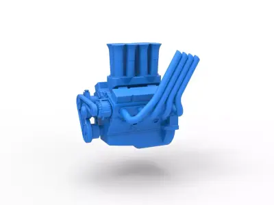 Engine V8 for Supermodified race car Version 2 Scale 1 to 25 3D print model