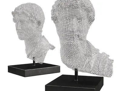 Hadrian bust sculpture Low-poly 3D model