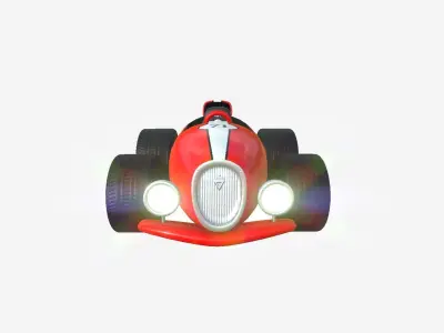 Cartoon Kart B01 Red - Vehicle Racing Design Low-poly 3D model
