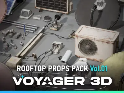 Rooftop Props Pack Vol 01 Low-poly 3D model