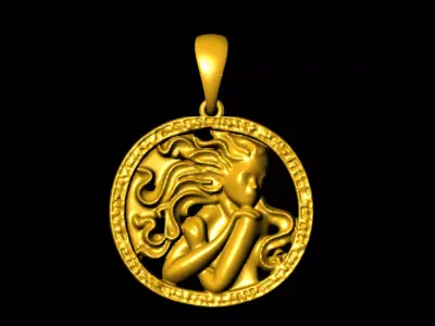 Women pendant charms - one inch pendant 3D print model