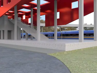 Train Station 3D Low-poly 3D model