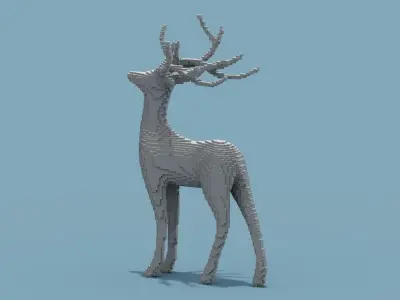 Voxel Deer Low-poly 3D model