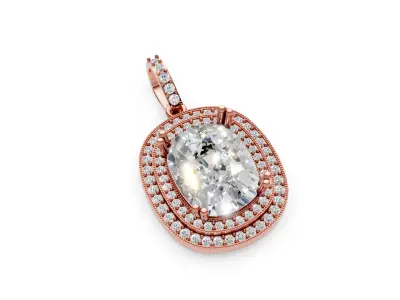 Double halo cushion pendant 3D print model