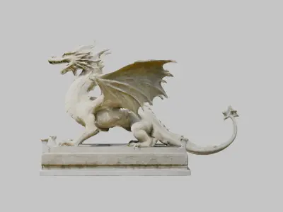 Stone Dragon Statue - Fantasy Garden Decor 3D Model Low-poly 3D model