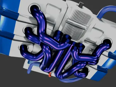 Artsy Stylized Model of Flat-6 Engine 3D model