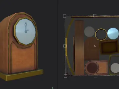 Clock gold Low-poly 3D model