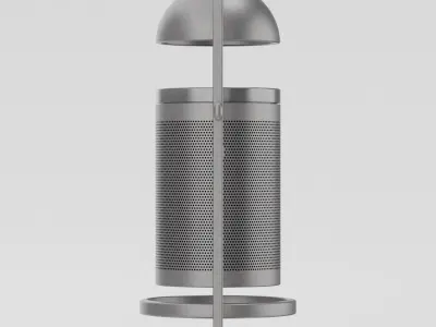 Public Metal Trash Bin 3D Model Free low-poly 3D model