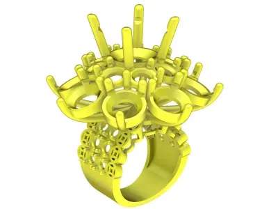 Luxury Floral Cluster Diamond Ring 3D Model for Women 4334 3D print model