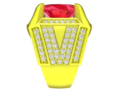 Luxury Oval Ruby Diamond Ring for Men 4937 3D print model