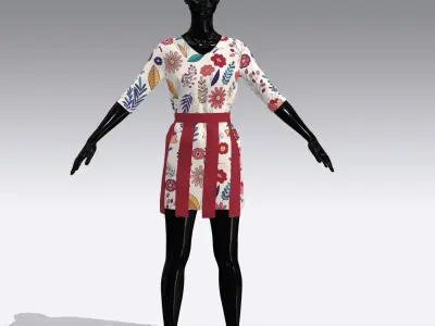 Female Cloth Dress Low-poly 3D model