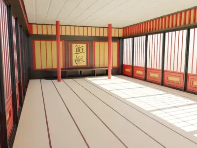 Dojo Hall Low-poly 3D model