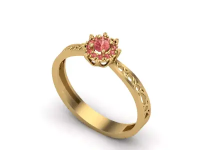 Womens Rings With Stone Ring Ready STL 3DM Models Rings women 3D print model 5