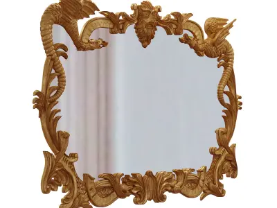 Palm Leaf Carving Giltwood Mirror  Late 18th  Early 19th Century 3D model