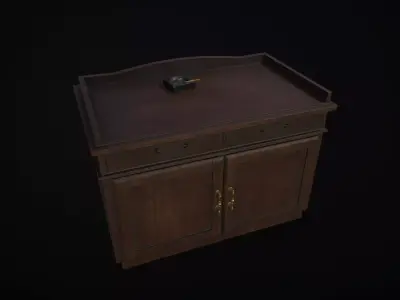 Low Wooden Desk Low-poly 3D model
