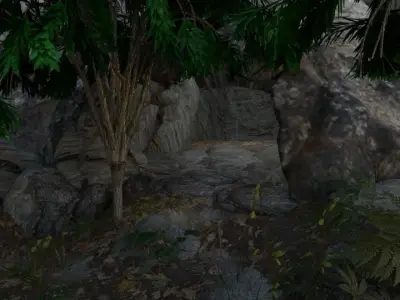 cave with trees Free 3D model