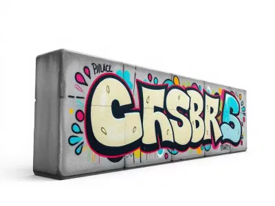 Urban Graffiti Wall model pack Low-poly 3D model