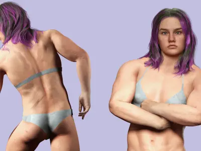 Muscular Women Full Rigged Low-poly 3D model