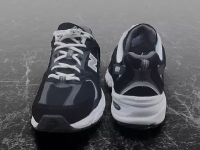 NEW BALANCE 530 BLACK 3D SHOES Low-poly 3D model