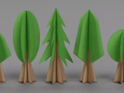 Paper Trees Low-poly 3D model