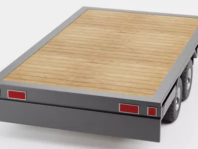 Utility Trailer V4 - Compact Drop Deck Vehicle Base Low-poly 3D model