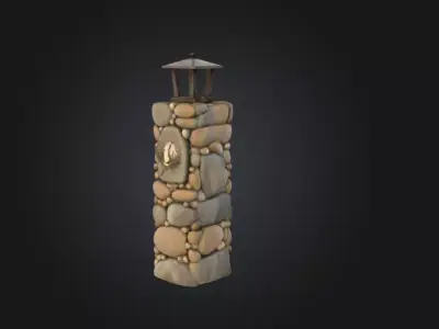 Stone Lantern Pillar Low-poly 3D model