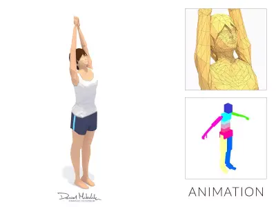 Raised Arms  Yoga Exercise Woman Animation Low-poly 3D model