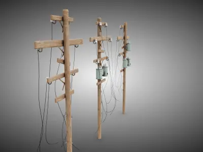 Power Pole Set  Low-poly 3D model