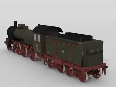 German historical steam locomotive P8 3D model