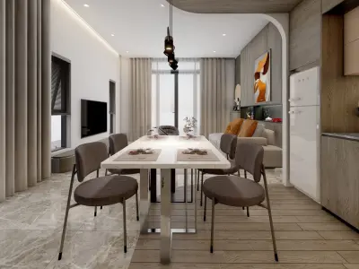 LIVING ROOM - KITCHEN 3D model