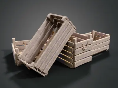 Medieval boxes Free low-poly 3D model