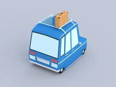Stylized low poly microcar Low-poly 3D model