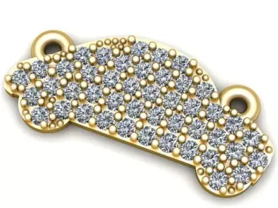 Golden Car Necklace Pendant 3D Printable Model 3D print model