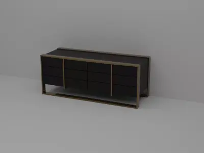 Bronzegold Black Luxorius Dresser Cabinet Wide Low-poly 3D model
