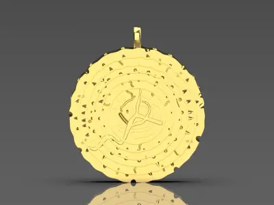 Gold pendant wooden tree trunk design symbol nature model gp0396 3D print model