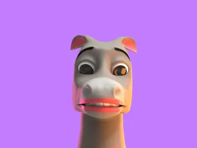 Stylized Female Donkey Rigged Low-poly 3D model