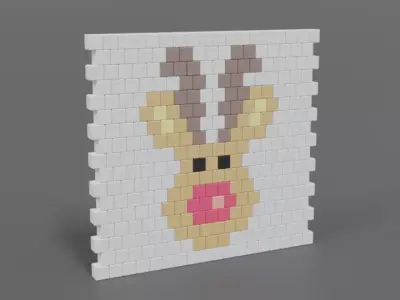 Low Poly Cartoon Rudolph Brick Wall Low-poly 3D model