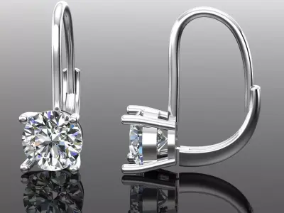 Women Diamond Earrings 3D print model 12