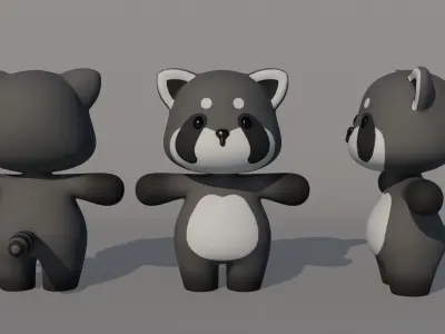 Rigged Cartoon Raccoon Low-poly 3D model